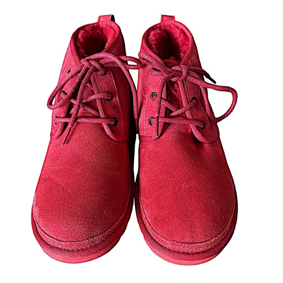UGG Neumel Red Suede Boots Shoes Size 9US Lace-Up Round Toe Winter - Picture 2 of 11